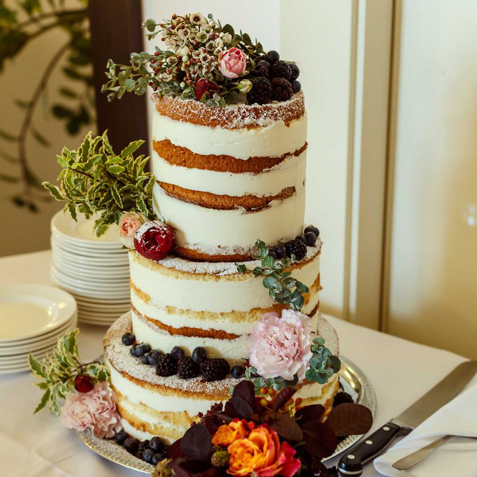 свадьба, торт, голый, открытый, ягоды, цветы