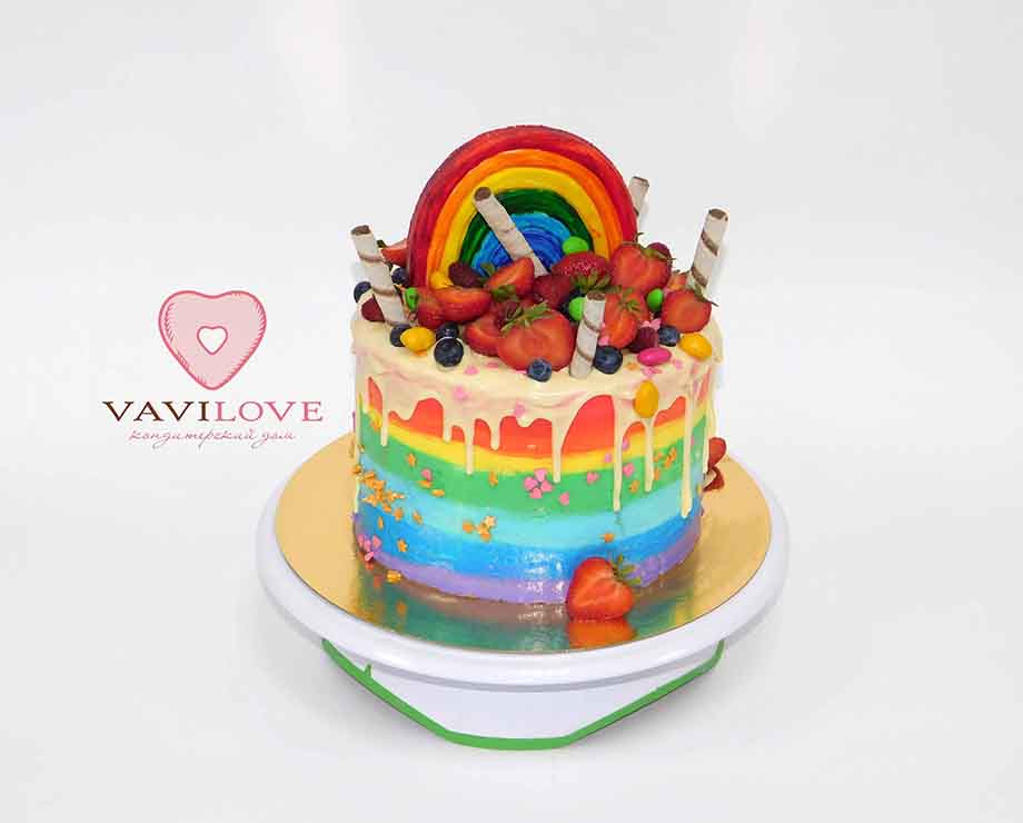 торт радуга, торт  на день рождения