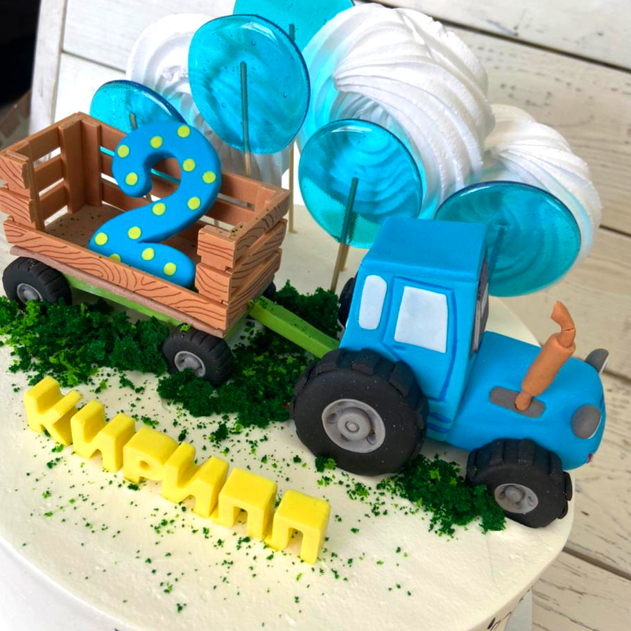торт, синий, трактор, мультик, подарок, ребенку