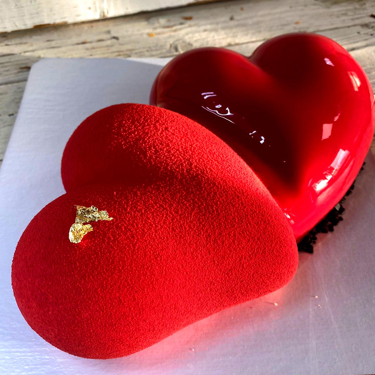 торт, муссовый, сердце, красное