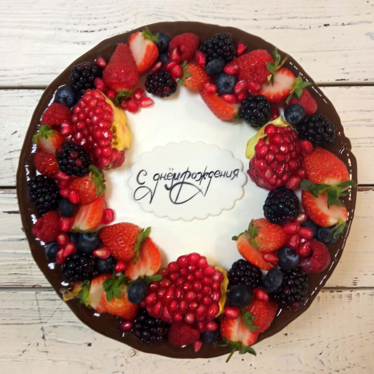 торт, белый, ягоды, день, рождения